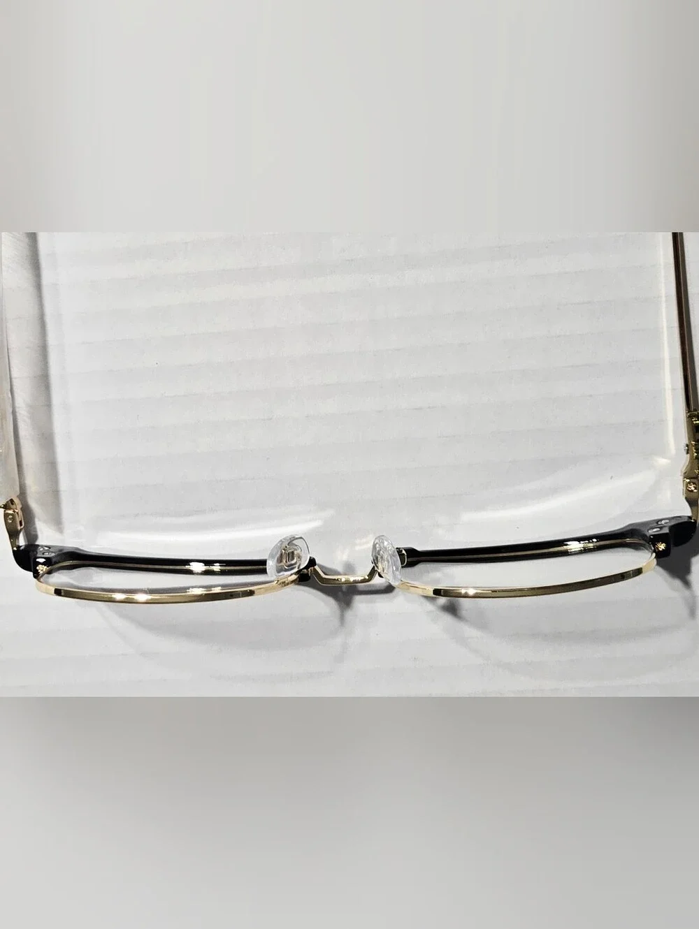Blue Light Blocking Glasses Black Gold Half Rim Rectangle w/ Case Unisex